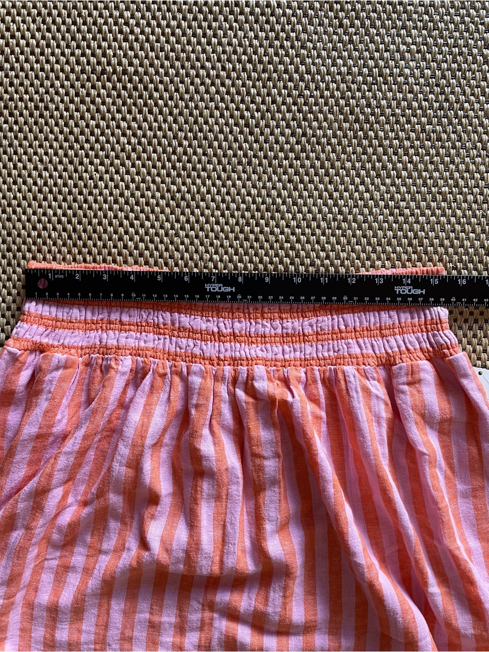 Striped Linen Blend Smocked-Waist Midi Skirt Women’s Medium - Picture 7 of 8